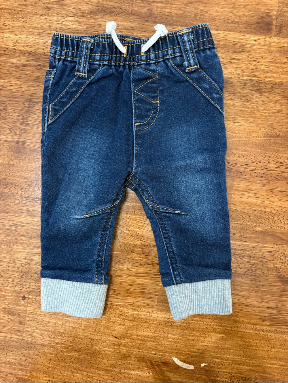 Cat & Jack Dark Blue Jogger Jeans with Gray Cuffs